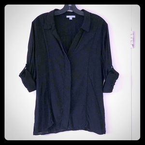 James Perse black blouse with roll-up sleeves